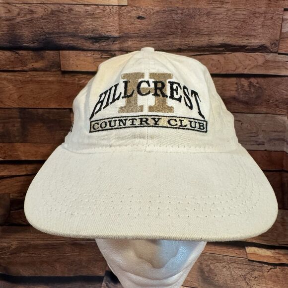 Hillcrest Country Club Hat Cap White Leather Strap Back Golf Embroidered Logo - Picture 1 of 7